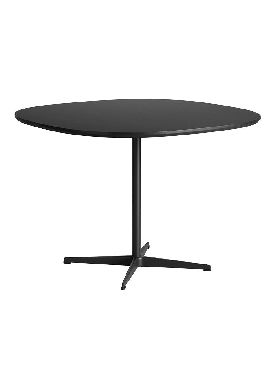 Piet Hein A603 cafébord, 100 x 100 cm fra Fritz Hansen Sort laminat m. sort ABS-kant - Sort stel - Jacobsen Plus