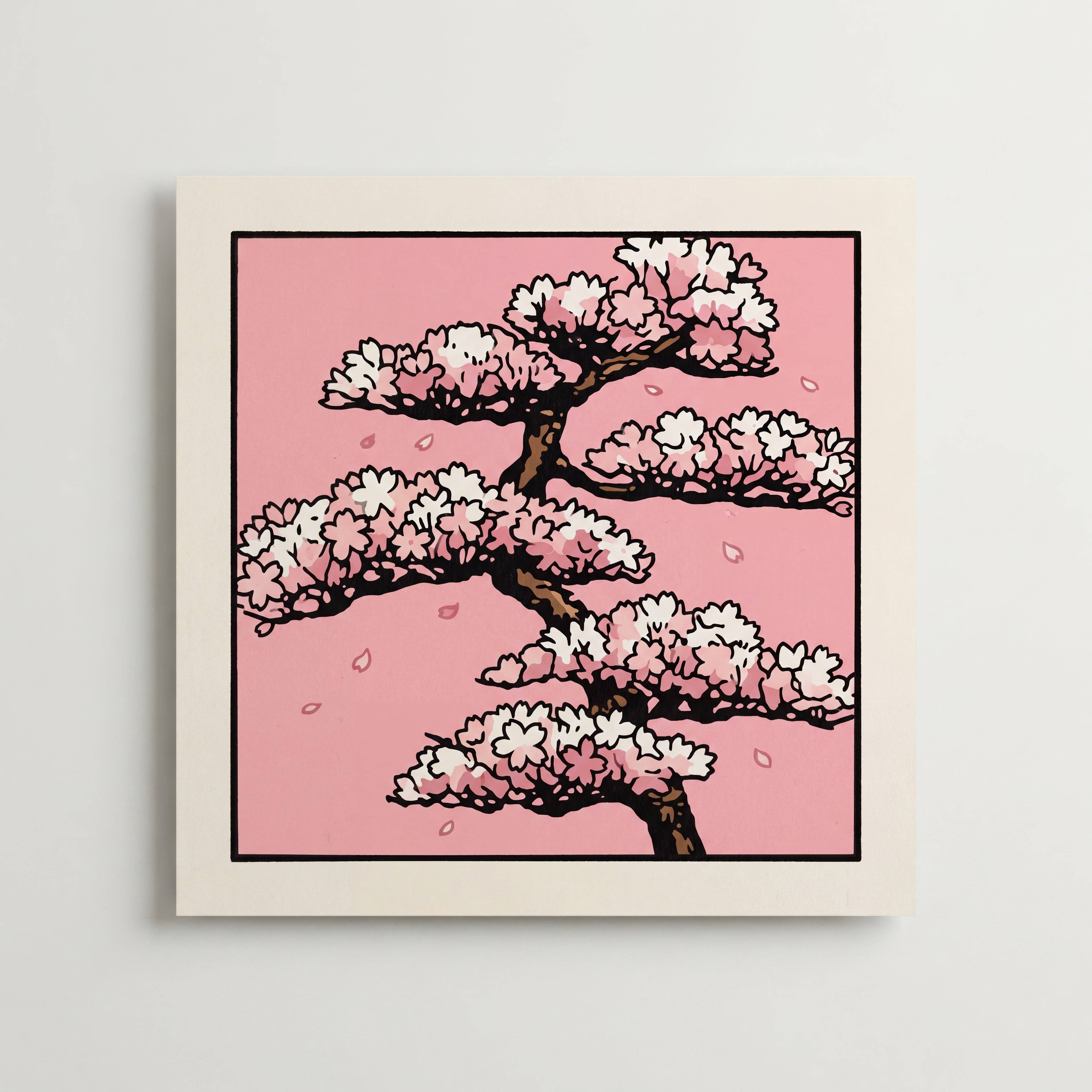 Sakura Bonsai Poster - Premium Canvas 30x30 cm