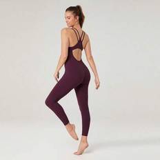 24" FeatherFit™-Air Insta-Cinch Magkontroll Butt Scrunch Double-Strap Life & Flow Bodysuit Jumpsuit Low Impact Yoga Daily Avtagbara kupor - Bold Plum (L,M,S,XL,XS,XXL,XXS,XXXL,XXXXL)