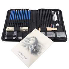 48PCS Professional Sketching Drawing Pencils Kit Carry Bag Art Painting Tool Set Student Black svart