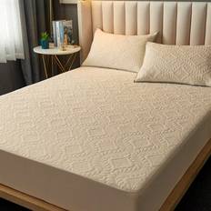 1pc Waterproof Fitted Sheet, Mattress Protector, All Seasons Fitted Sheets, Queen Twin Full King Size, Fitted Sheet, Deep Pocket Mattress Cover, Non-S - Camel - Multi-size