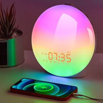 Simulated Sunrise And Sunset Natural Wake-up Light LED Electronic Alarm Clock Light Home Decor - 6W / K8 Full Screen Magic Color
