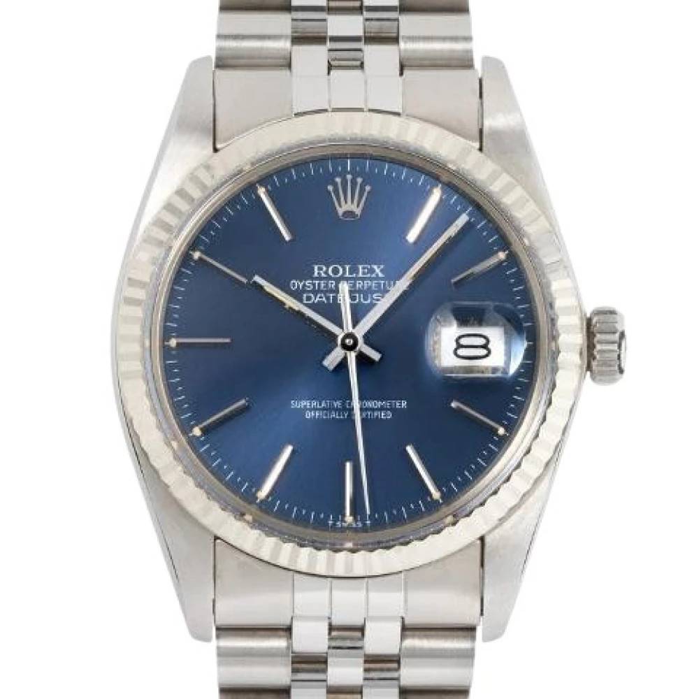 Rolex Vintage Pre-owned Oyster Perpetual Datejust 36 Ref. 16014 - Vintage - Dame - Blå - ONE SIZE - Uld