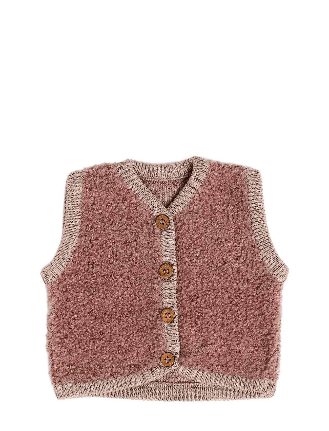 Smallstuff Vest W. Buttons, Bouclé Merino Wool, Rose - Pink - 92/98