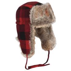 Pinewood Classic Checked Fur Hat / Ternet Pelshue - Rød/sort