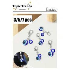 Blue Devil Eye Keychain Amulet, Lucky Alloy 2 Pieces Combination Keychain, Ring Bag Backpack Charm Car Key, Pendant Friend Souvenir Gift, Can Be Hange - Multicolor - Blue 5-pack,Blue 3-pack,Blue 7-pack