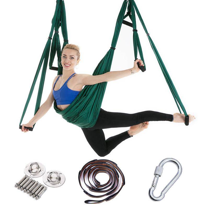 Aerial Yoga Hängmatta Inversion YOGA HÄNGMÖTA med hängplatta och förlängningsrem komplett set