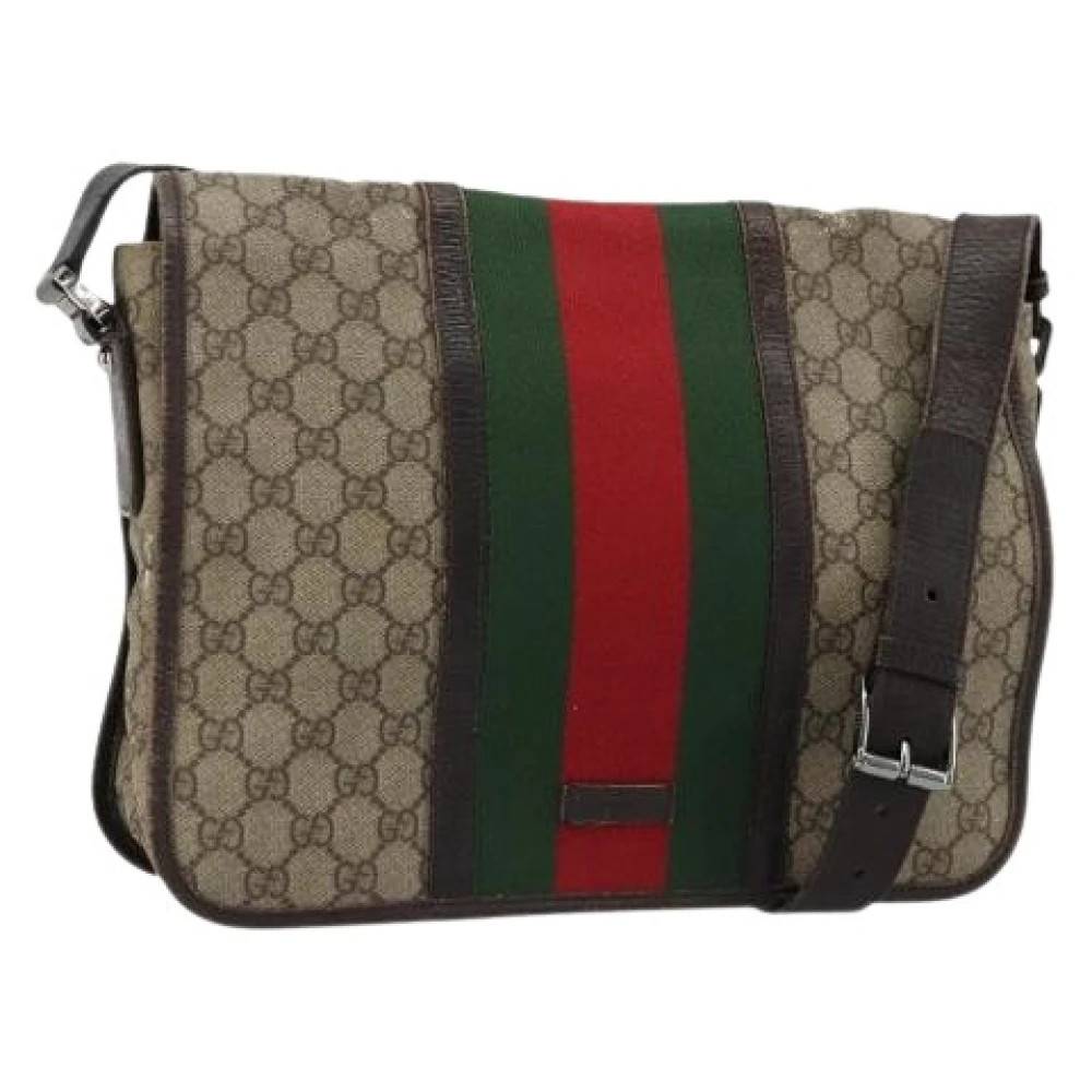 Gucci Vintage - Pre-owned Vintage GG Canvas Axelremsväska Vintage - Dam - ONE Size - Läder