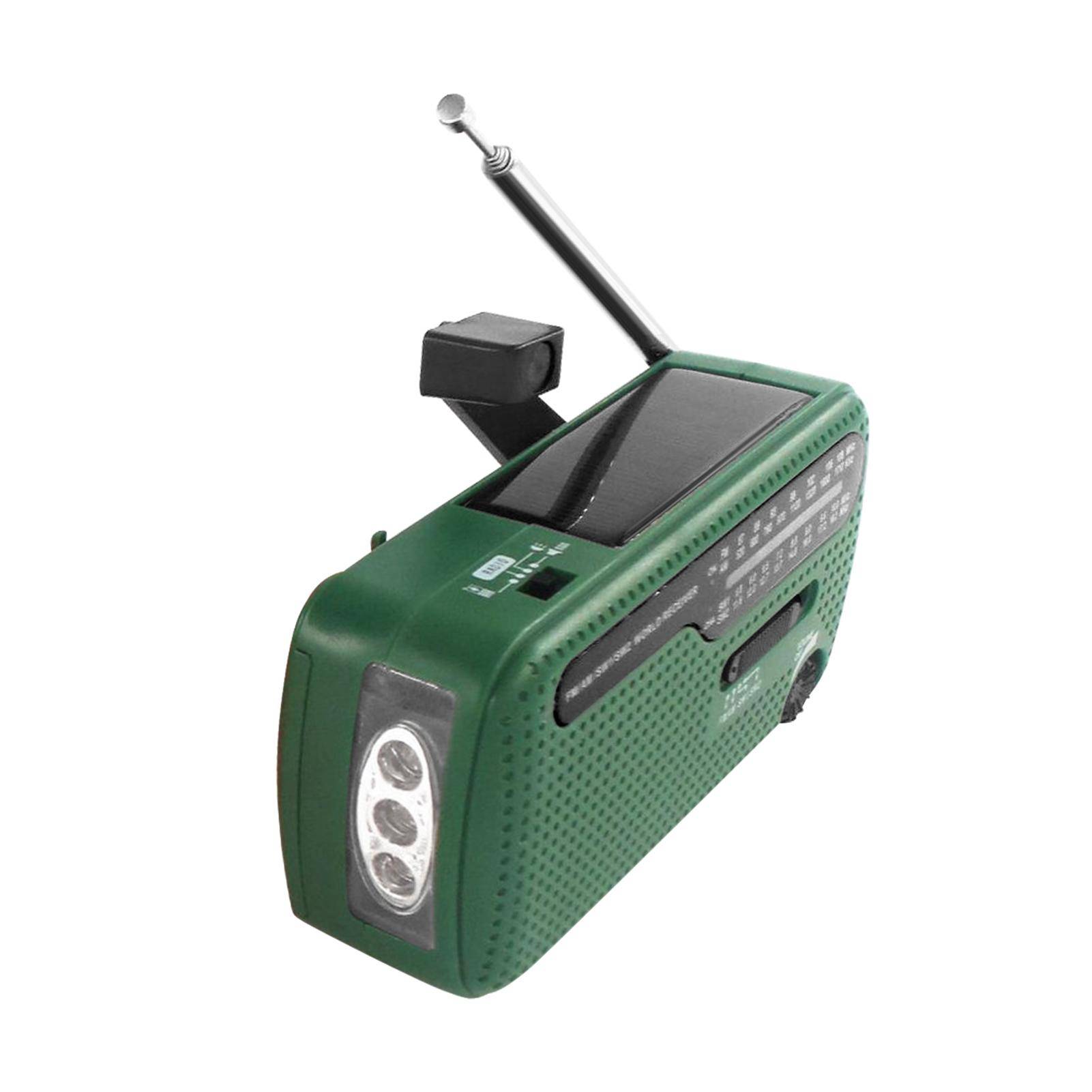 Nödradio Handvev Solar Radio 1200mAh Uppladdningsbar Bärbar Power Bank LED-ficklampa AM /