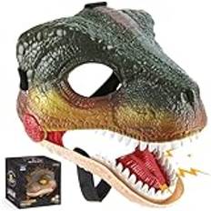 Audasi Dinosaurie mobil käke mask halloween dekorationer dinosaurie mask bärande ljudeffekter dinosauriefestdekorationer för vuxna barn Velociraptor masker