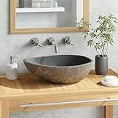 Gecheer tvättställ toppmonterat tvättställ stenhandfat natursten tvättskål tvättställ handtvättställ tvättplats toppmonterat handfat badrum flodsten oval 37–46 cm