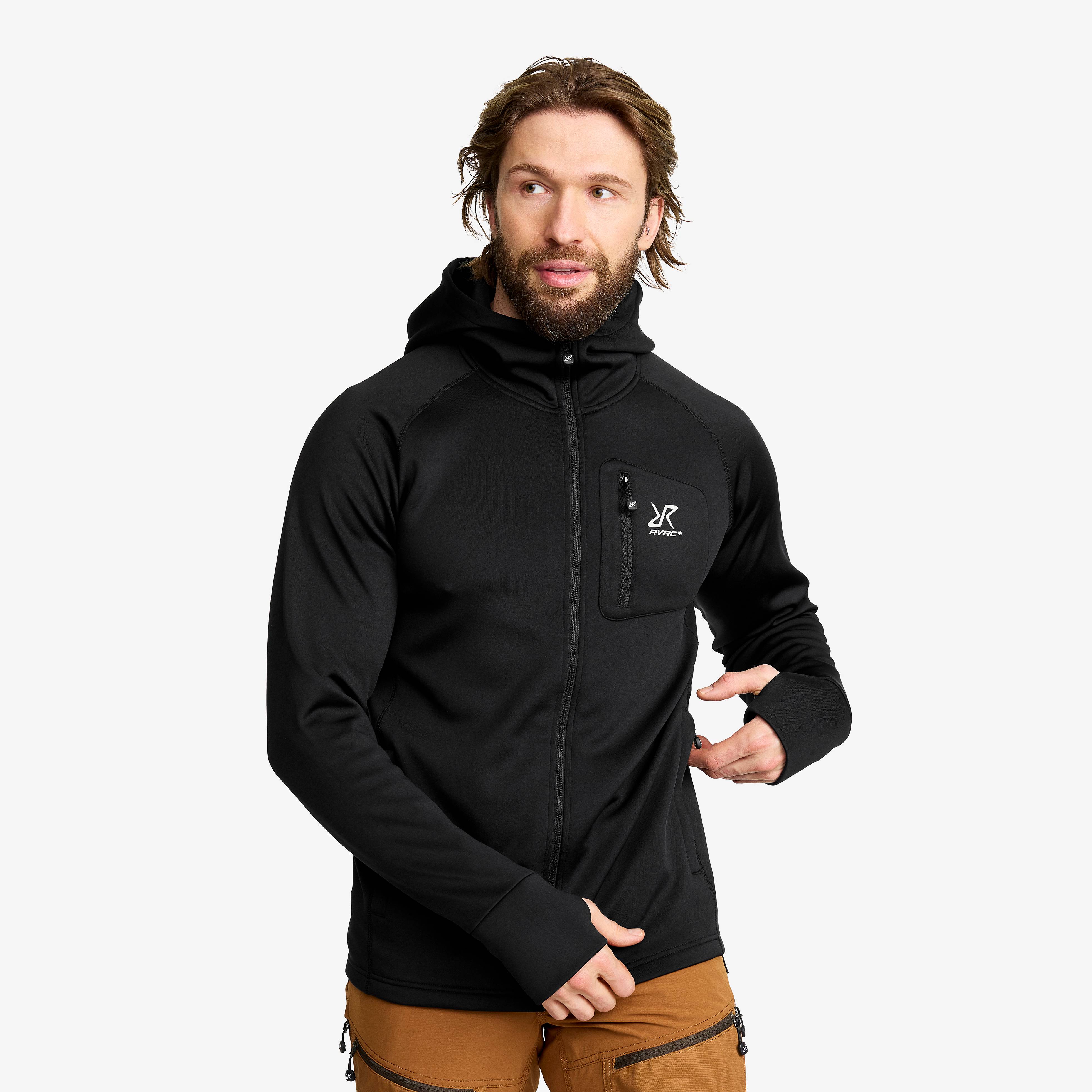 Evolution Stretch Fleece Hoodie Herre Black, Størrelse:L - Herre > Overdele > Fleece & Midlayers