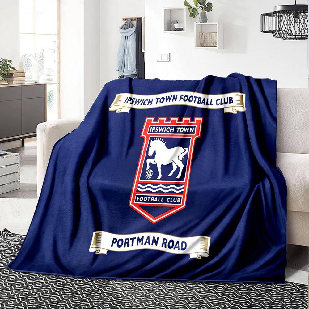 Ipswich FC Crest Flanellduk, Mjuk Polyester, Modern Design, Hela Säsongen för Camping, Resor, Gåvor till helgdagar eller födelsedagar