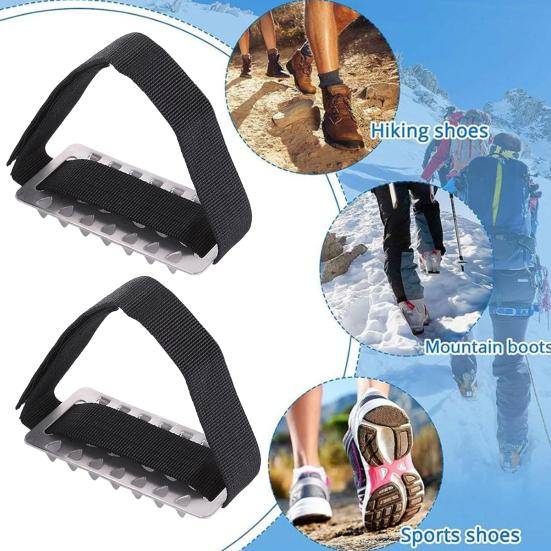 2/4/6 st Broddar Skor Stegjärn med 26 Ståldubbar Justerbar Knopp Vinter Utomhus Promenad Is Snö Grepp Halkfria Skor Stövelspikar cm black