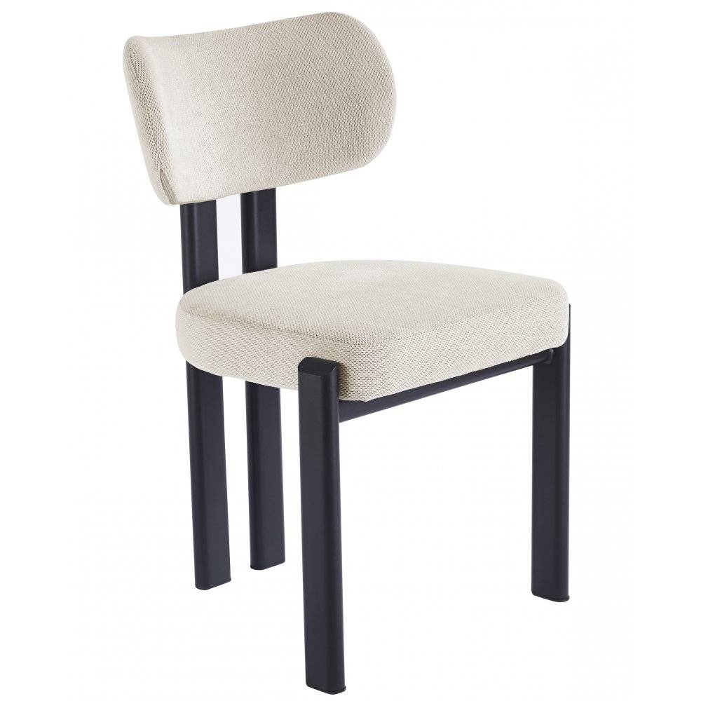 Matstol i beige tyg med svarta metallben | Callum 4-Pack