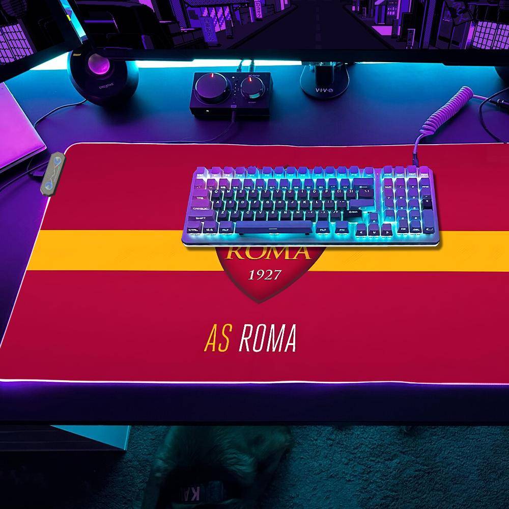 ROMA Gaming Club Musmatta LED Bordsmattor Bakgrundsbelyst Gummi Skrivbord AS XXL RGB Skrivbord S Fotboll USB
