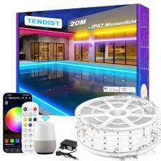 TENDIST 20M WiFi RGB LED Strip Wasserdicht, IP67 Led streifen Aussenbereich, 24V Outdoor LED Strip Musik Sync Alexa Kompatibel, LED Band Außen für Pavillon, Pergola, Outdoor Beleuchtung