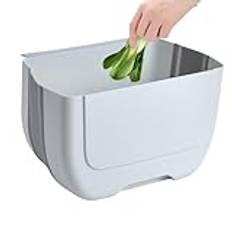 Folding Trash Can, Wall Mounted Folding Garbage Bin, Space Saving Food Waste Bin, Over the Door Trash Can, Hanging Trash Can, Easy To Use, Portable for Kitchen, Bathroom, Bedroom