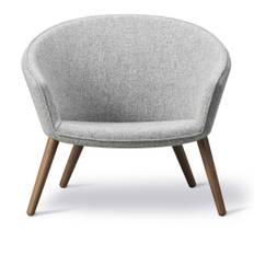 Fredericia Furniture - Ditzel Lounge Chair, Lacquered Walnut, Fabric Cat. 2 Hallingdal 130 - Fåtöljer - Nanna Ditzel - Grå - Trä/Textilmaterial