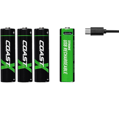 Coast batteri 1,5V AA, Li-Ion genopladelig 2400 mAh, USB-C kabel, pakke a 4stk