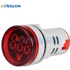 Diy mini digital voltmeter 22mm round dc 6-100v volt voltage tester meter monitor ström led indikator pilotlampa display - Röd