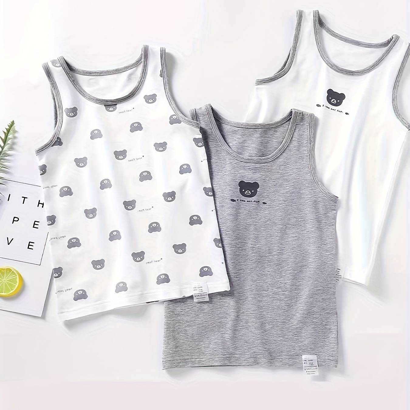 Set Of 3 Bear Print Vests, From Fire, Boys And Girls Clothes