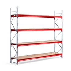 Lagerhylla TOUGH, grundsektion, 2500x2800x600 mm, 4 trähyllplan