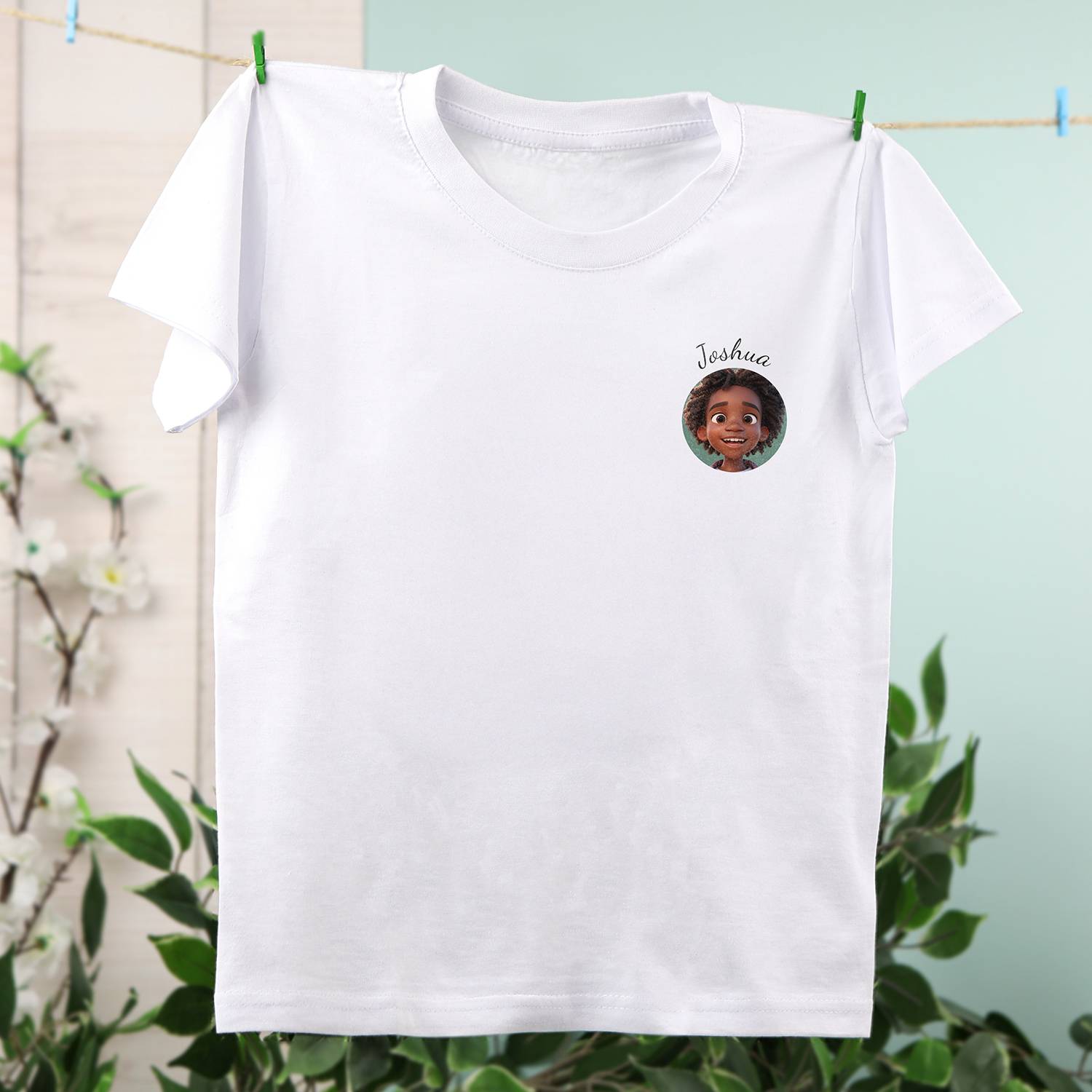 T-shirt med AI barn vit framsida 3 – 4 år | smartphoto | 3Y-4Y | textile | unisex | Vit