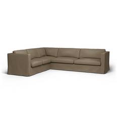 IKEA - Överdrag till Karlstad hörnsoffa (2+3), Taupe, Sammet - Bemz