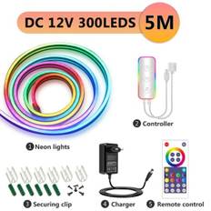 20M LED Strip lys, RGB 5050 lys, Music Sync farveændring, Indbygget mikrofon, 5M app-styret LED-lys