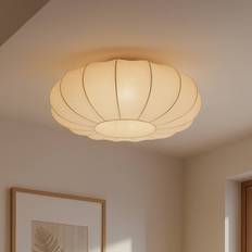 Lindby Loftslampe Helin, dæmpbar, Creme/amber, Stue/spisestue, Tekstil/stof/silke, Skandinavisk