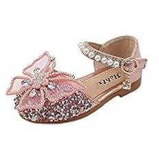 Småbarn flickor prinsessa dansskor sandaler spädbarn barn baby kristall bling rosett dansskor dra på fest bröllop, X 916 Rosa, 40 EU Bred