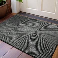 1 st - grå randig geometrisk vintage dörrmatta, modern stil året runt entrématta av polyester, blekningsbeständig, låg profil, halkfri, lätt att rengö (60*90,45*75)
