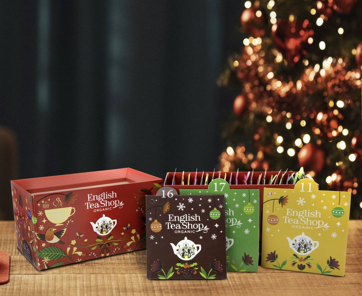 Adventskalender BOX röd 25 tepåsar, English Tea Shop