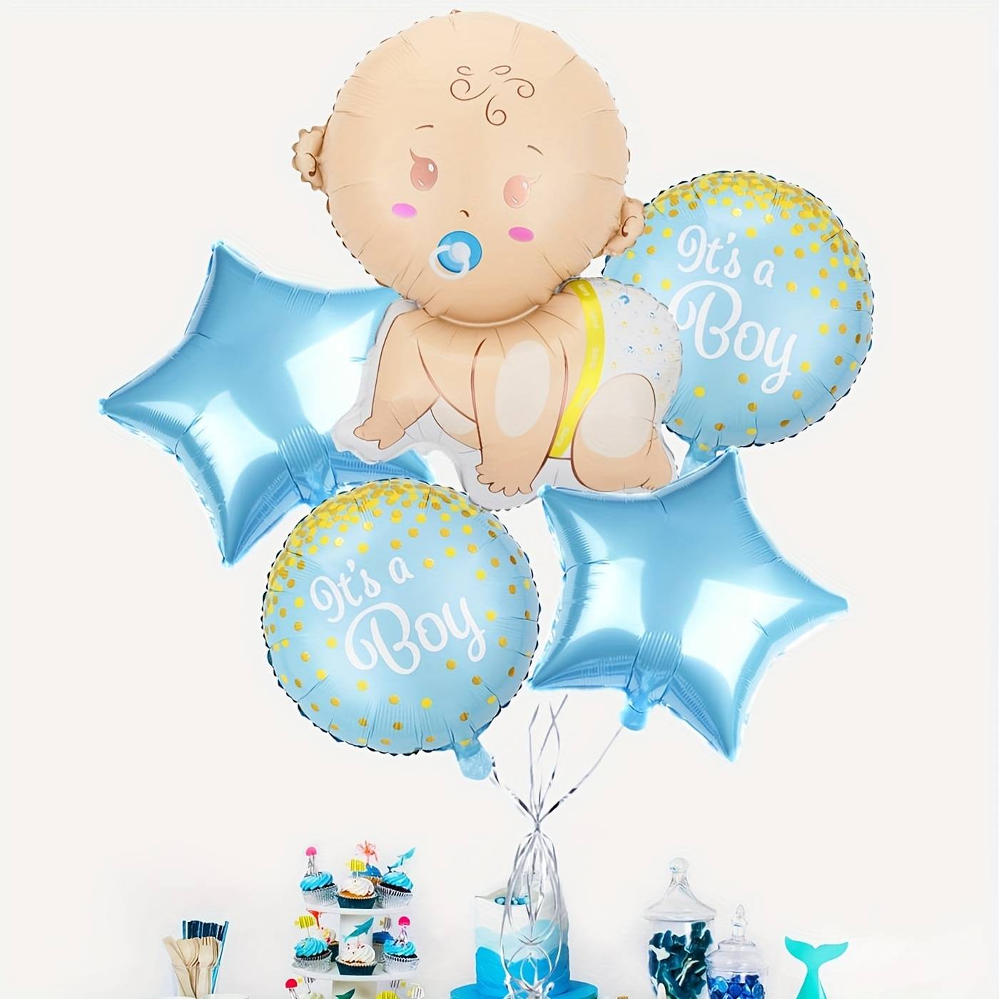 TEMU 5pcs Gender Reveal Party Balloons, Cartoon Party Decoration Balloons, Halloween Decorations, Christmas Decorations