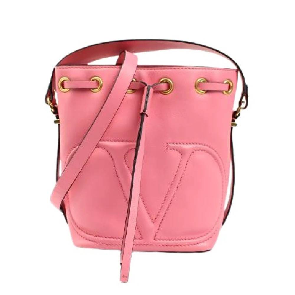 Valentino Vintage Pre-owned VLogo Calfskin 2way Skuldertaske - Vintage - Dame - Lyserød - ONE SIZE - Uld