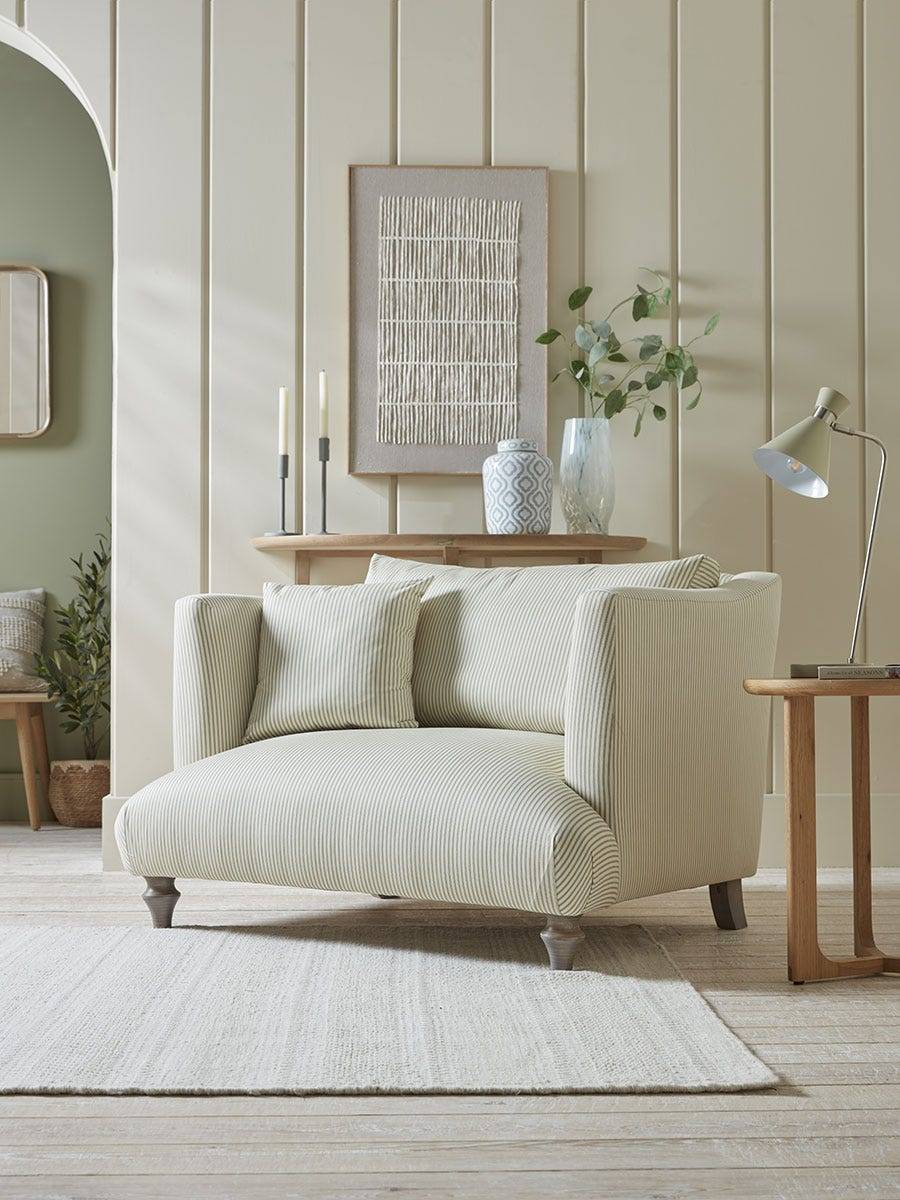 Geneve Love Seat - Barley Cotton Stripe