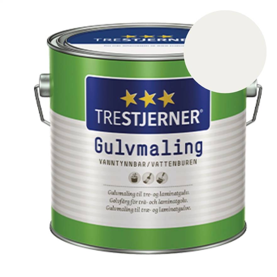 TILBUD: Jotun Trestjerner Gulvmaling 2,7 l. Mat - Farve: 9918 Klassisk Hvit