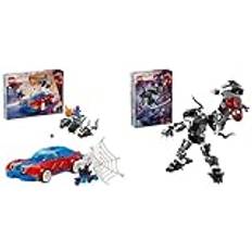 LEGO Marvel Spider-Mans Rennauto & Venom Green Goblin & Marvel Venom Mech vs. Miles Morales, bewegliche Actionfiguren für Kinder