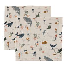Liewood Stofbleer - 2-pak - 65x65 cm - Lewis - Sea Creature/Sand - Liewood - OneSize - Stofble