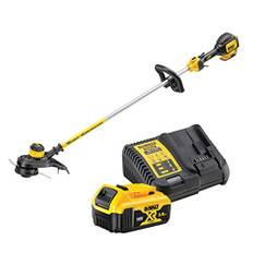 DEWALT grästrimmer (18 volt, 5,0 Ah batteri, borstlös, 30 cm skärbredd, tvåstegs elektronik, bumb-feed trådförlängning, för stora ytor och trädgårdar, inklusive batteri och laddare) DCM561P1