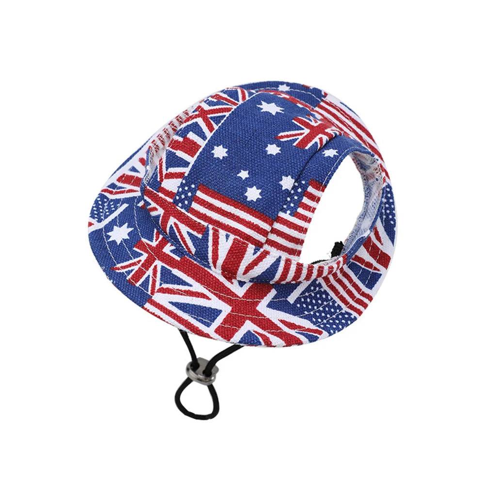 Striped Canvas Pet Sun Hat for Cats & Small Dogs - Blue Star / S / SPC (S)