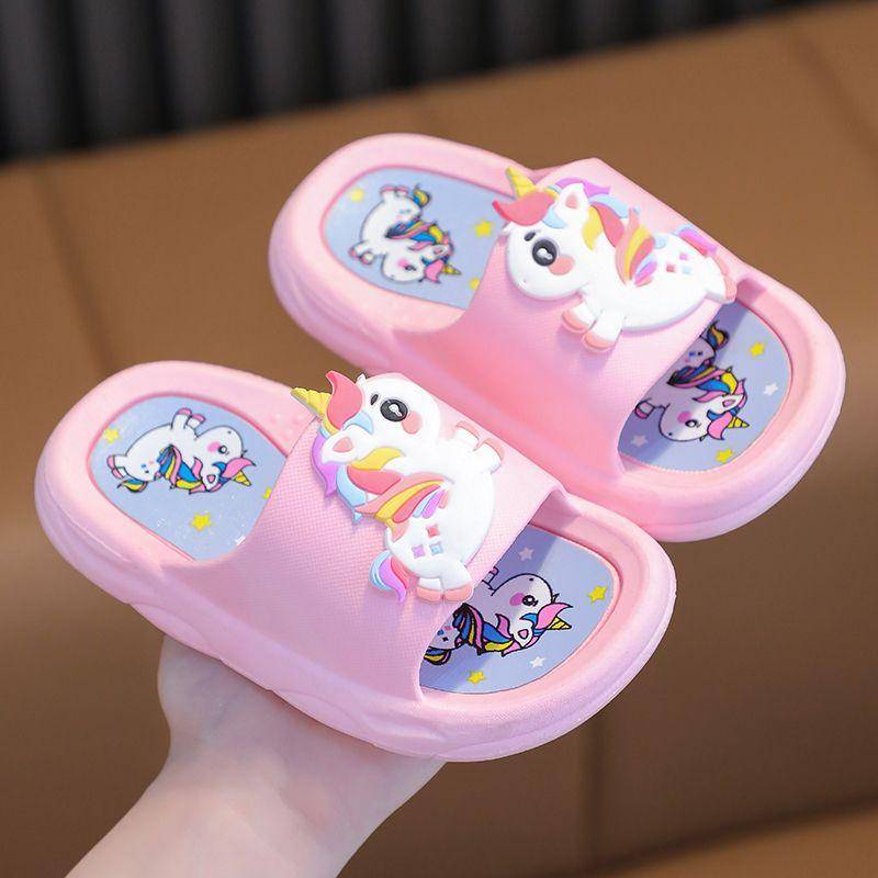 Unicorn Barntofflor Flickor Sommar Sandaler Tofflor Hem Inomhus Anti-halk Super Mjukt Bad Söta Tofflor cm rosa