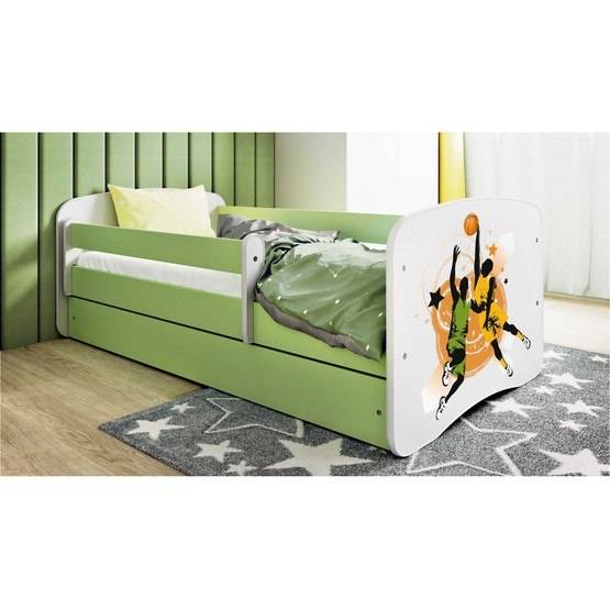 Kocot Kids Barnsäng - Babydreams Grön Med Madrass - Basketboll 160x80 Cm