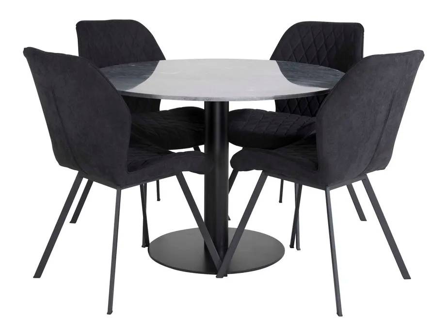 Venture Design Estelle & Gemma matgrupp Svart/svart 4 st stolar & bord 106 cm