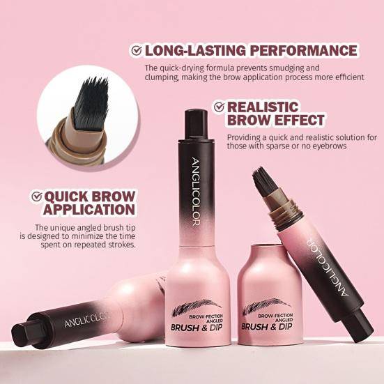 Vinklad ögonbrynsborste Vattentät Långvarig kladdsäker Dopp ögonbryn Hårstrimler Penna Snabbtorkande Naturlig ögonbrynsfärgning Bryn Makeup Penna