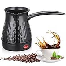 Turkisk kaffebryggare, 500 ml 600 W, 220 V, grekisk turkisk kaffemaskin, elektrisk kaffebryggare i rostfritt stål, elektrisk vattenkokare för te, kaffe, hem (svart)