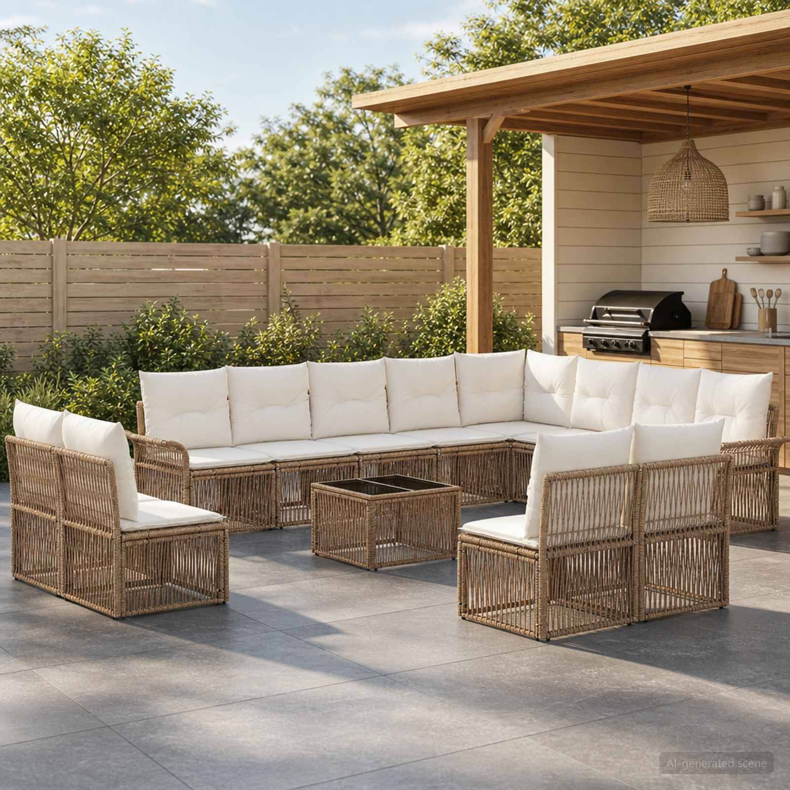 vidaXL Havesofa Sæt 13 stk. Beige polyrattan