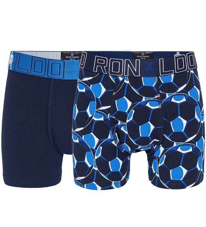 Ronaldo Boxershorts - 2-pak - Navy/Blå m. Print - JBS - 7-9 år (122-134) - Boxershorts
