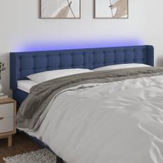 Sänggavel LED blå 163x16x78/88 cm tyg